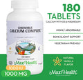 Maxi Health Chewable Calcium Complex - Support Healthy Bones - Vanilla Flavor - 180 Chewies - Kosher