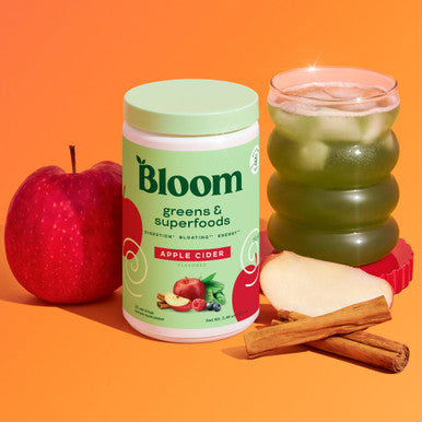 Bloom Nutrition Superfood Greens Powder Digestive Enzymes with Probiotics and Prebiotics Gut Health Bloating Relief for Women Chlorella Green Juice Mix with Beet Root Powder 25 SVG Apple Cider