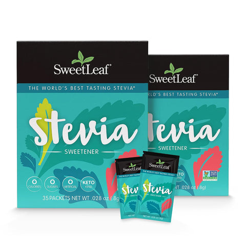 SweetLeaf Stevia Powder Packets Zero Calorie Sweetener with Stevia Leaf Extract No Artificial Sweetener Additive Sugar Keto Friendly Non GMO Gluten 35 Packets (Pack of 2)