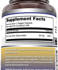Amazing Nutrition Formulas Zinc Gluconate Supplement | 50 Mg Per Serving | 240 Veggie Capsules | Non-GMO | Gluten | Made in USA