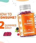 2 Pack - Vitamatic Zinc 50Mg Gummies - 60 Vegan Gummies - Gluten - Healthy Immune Support For Adults, Men, Women
