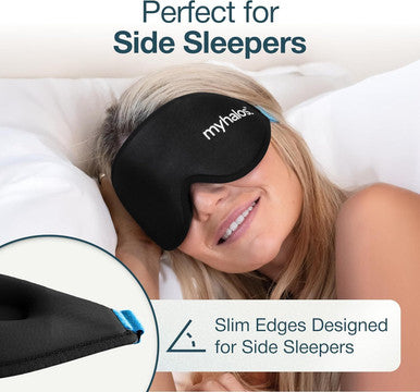 MyHalos Sleep Mask 3D Blackout Eye Mask for Women & Men Side Sleepers Zero Pressure Memory Foam Eyelash Friendly BreathableAward-Winning Sleep Aid for Travel (Black 1 Count (Pack of 1)