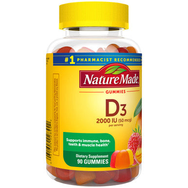 Nature Made Vitamin D3 2000 Iu (50 Mcg) Per Serving Dietary Supplement For Bone Teeth Muscle And Immune Health Support 90 Gummies 45 Day Supply