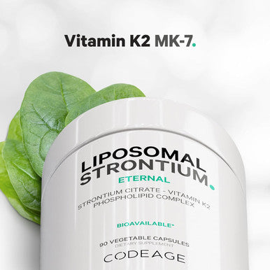 Codeage Liposomal Strontium Supplement - Strontium Citrate Vitamin K2 MK-7 Liposomal Delivery Non-GMO Mineral Strontium Gluten- - 90 Capsules