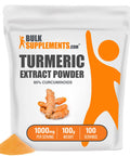 BulkSupplements Turmeric Extract Powder, 95% Curcuminoids - Herbal Supplements - Vegan & - Pure Turmeric with Curcumin Supplement - 1000mg (100 Grams - 3.5 oz)