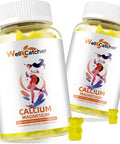 Calcium Magnesium Zinc Gummies For Adults Kids With Potassium Vitamin D3 K2 Sugar Chewable Vegan, Algae Calcium Supplements For Women Men Support Plus Bone Strength Lemon Flavor 120 Counts