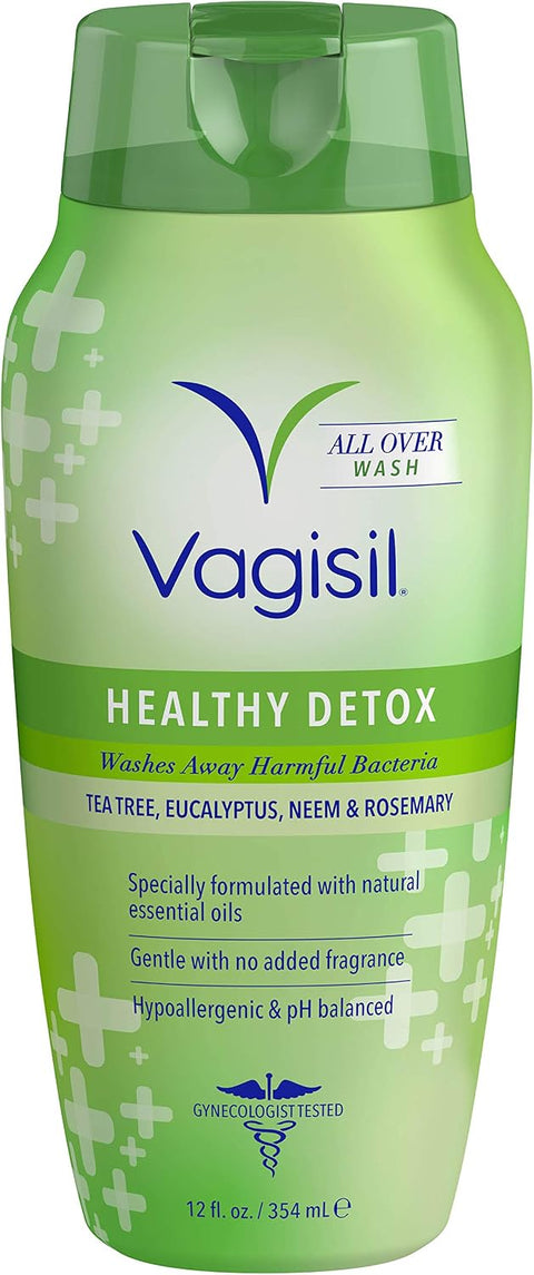 Vagisil Feminine Wash Bundle - Healthy Detox All Over Body Wash For Women (12 Fl Oz) & Ph Balance Vaginal Wash With Lactoprebiotic (12 Oz)