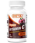 Deva Vegan Vitamin C, 500 MG with Elderberry, Eusacea, Zinc & More, Vegan & No Animal Ingredients, 90 Tablets, 1-Pack