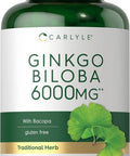 Carlyle Ginkgo Biloba Pills | 6000mg | 200 Capsules | Maximum Strength | Non-GMO Gluten Supplement
