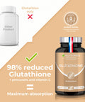 Laboratoires Nutrimea Glutathione - Reduced to 98% - Formula with Precursors Including NAC + Vitamin C - Boosts Immunity Antioxidant Anti-ageing Brighter Skin - 90 Vegan Capsules - Nutrimea - Made in France