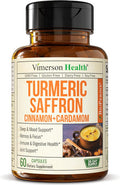 Turmeric Saffron Supplements With Cinnamon Powder & Cardamom - Antioxidant Joint Support Supplement Contains Turmeric Curcumin With Black Pepper For Mood, Memory, Eye Health & Well-Being - 60 Capsules