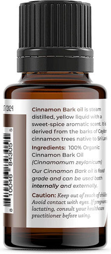 Viva Doria 100% Pure Cinnamon Bark Essential Oil, Undiluted, Food Grade, 15 mL (0.5 Fl Oz)
