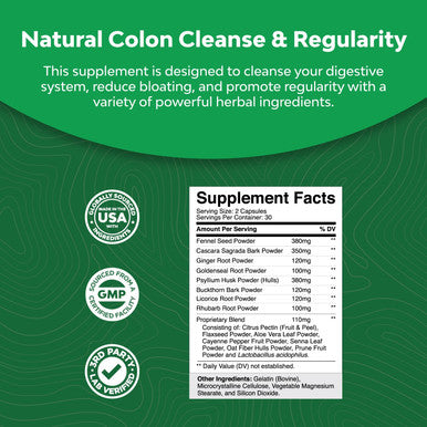 Colon Cleanser & Detox - Lactobacillus Acidophilus Probiotic Supplement Body Cleanse - Psyllium Husk Capsules Gut Health Supplement