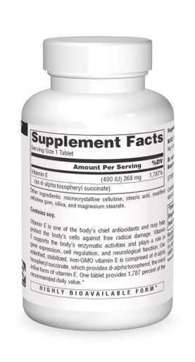 SOURCE S Vitamin E Non-GMO 400 IU Tablet, 60 Count
