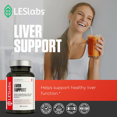 LES Labs Liver Support Liver Cleanse Healthy Liver Function Glutathione Production Detoxification Milk Thistle LCysteine ALA Dandelion 90 Capsules