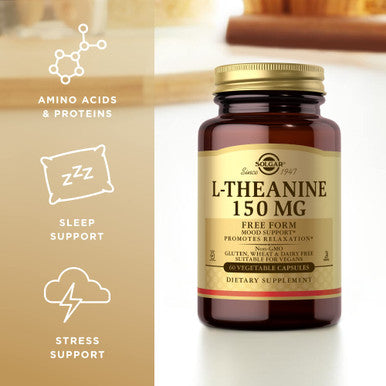 Solgar L-Theanine 150 Mg - 60 Vegetable Capsules - Promotes Relaxation - Non-Gmo Vegan Kosher & Gluten Free - 60 Servings