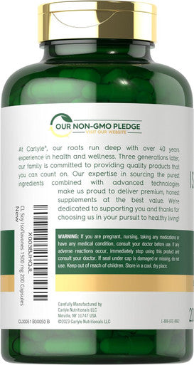 Carlyle Soy Isoflavones for Women and Men 1500mg | 200 Capsules | Non-GMO Gluten Extract Supplement