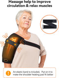 Yabuu Heated Shoulder Wrap Pad With Massager,Electric Shoulder Massager Cordless Heating Pad With 3 Vibration And Heat Settings Hot Therapy For Shoulder Pain Relief For Women Men Gift