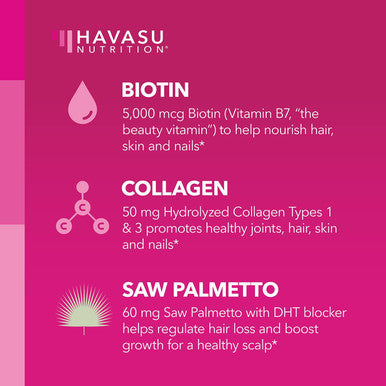 Biotin Collagen And Saw Palmetto Gummies Bundle For Ultimate Hair Growth Supplement To Assist Reversal Of Balding Hair Thinning