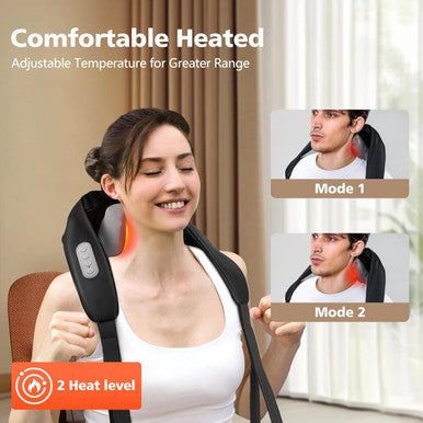Neck Massager For Pain Relief Deep Tissue Adjustable Massage Speed Heat Cordless Shiatsu Neck Back Massager Pillow For Neck, Traps, Back Christmas Gifts For Mother Women Men (Black)
