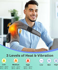 Democe Cordless Heated Shoulder Wrap Shoulder Massager For Men Women Heating Shoulder Brace Heating Pad 3 Heating Settings And Vibrations