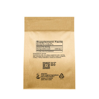 PURE ORIGINAL INGREDIENTS Moringa (8Oz) Moringa Oleifera Leaf Extract, Natural Herbal Supplement