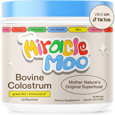 Miracle Moo Colostrum Supplement (Unflavored 30sv) + Electric Frother