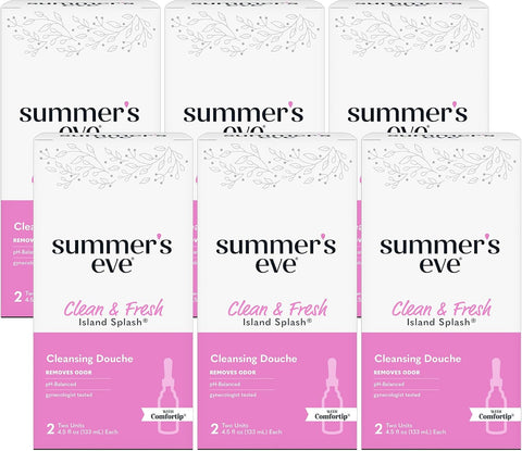 Summer's Eve Extra Cleansing Vinegar and Water Feminine Cleansing Douche, Odor Control, pH Balanced, Gynecologist Tested, with Comfortip, 4.5 Ounce Each, 2 Count (Pack of 6)