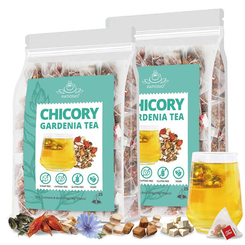Chicory And Gardenia Tea Bags, Kidney and Liver Tea, Chicory Root Chinese Herbal Tea With Gardenia, Licorice, Mulberry Leaf & More, 8 Natutal Ingredients, Kidney Cleanse Detox Tea for Men & Women (2 Pack(50 pcs))