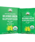 Peak Performance Organic Greens Superfood Powder Single Serve Travel Packets. Best Tasting Organic Green Juice Super Food With 25