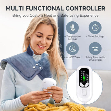Heating Pad For Neck And Shoulders And Back, 2Lb Weighted Neck Heating Pad For Back Pain Relief, Shoulder Heating Pad With 6 Heat Settings, 4 Timer Auto-Off, Christmas Gifts For Women Men Mom Dad