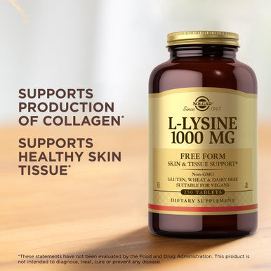 Solgar L-Lysine 1000 Mg - 250 Tablets - Skin & Tissue Support - Non-Gmo Vegan Kosher Gluten Free - 250 Servings