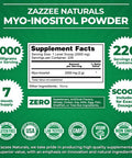 Zazzee Myo-Inositol Powder, 226 Servings, 16 Ounces, 2000 Mg Per Serving, Includes Free Scoop For Exact Dosage, 100% Pure, Vegan