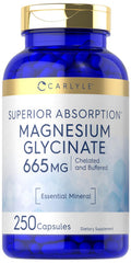 Magnesium Glycinate | 665 Mg | 250 Capsules | Non-Gmo And Gluten Free Formula | Essential Buffered Mineral Supplement | By Carlyl