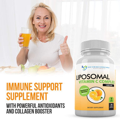 Liposomal Vitamin C 1600mg Per Serving 180 Veggie Capsules High Absorption Ascorbic Acid LypoSpheric Vitamin C Complex Immune Support Supplement with Powerful Antioxidants and Collagen Booster