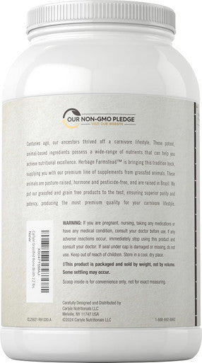 Carlyle Grass Fed Bone Broth Protein Powder | 35.2 oz (2.2lb) | Unflavored | 20g Protein | Pasture Raised Grain Supplement | Non-GMO & Gluten | by Herbage Farmstead