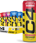 Cellucor C4 Performance Energy Drink | Strawberry Blast | Zero Sugar Carbonated Preworkout Energy | 200mg Caffeine with Beta Alanine | 16 Fl Oz (12 Pack)