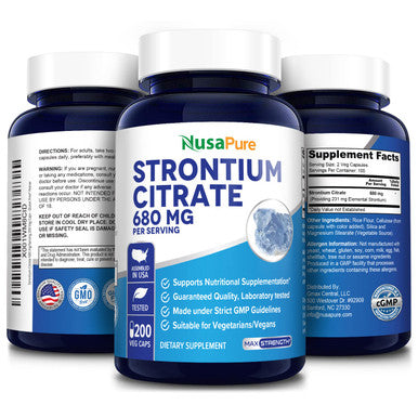 Strontium 680 mg 200 Vegetarian Caps (Non-GMO & )