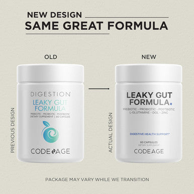 Codeage Leaky Gut Supplement L-Glutamine N-Acetylglucosamine Probiotic Butyric Acid Polyphenols Quercetin DGL Marshmallow Root Berberine BioPerine Cinnamon Vegan Non-GMO 60 Capsules