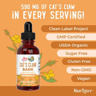 MaryRuth Organics Cat's Claw Herbal Liquid Drops 2 Month Supply Unflavored Cats Claw Tincture 1 Fl Oz