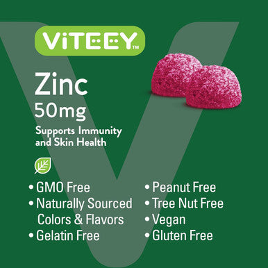 Zinc Gummies Adult & Teens - 50Mg - Immune Health Support & Antioxidant Support - Vitamin Zinc Supplement - Vegan, Gelatin Free, Gmo - Tasty Chewable Berry Flavored Gummy