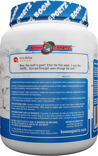 BOOM SPORTZ - Creatine Monohydrate Powder 100% Pure Micronized Creatine Monohydrate - Pharmaceutical Grade - 450 Gram - 90 Servings