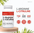Nui Nutra L-Arginine L-Citrulline Supplement | 750mg | 200 Capsules | Boost Nitric Oxide | Supports Endurance & Athletic Performance | Promotes Energy