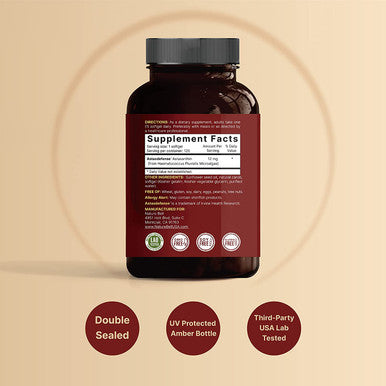 Naturebell Astaxanthin 12mg 120 Softgels Made with Astax Max Strength from MicroAlgae Natural Antioxidant for Skin Eye Health NonGMO No Gluten 4 Month Supply