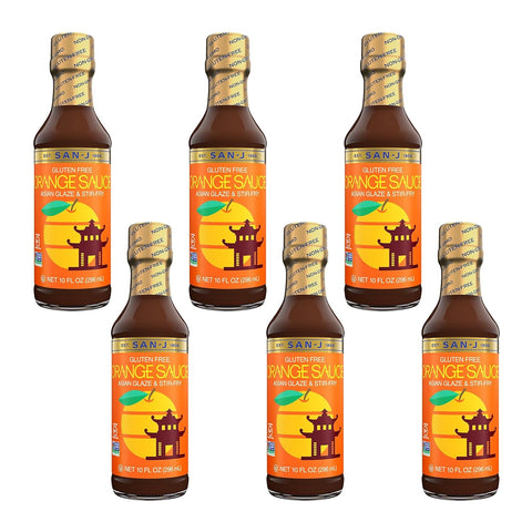 San-J - Spice of Life Variety Pack- Teriyaki, Orange Sauce, Szechuan, Thai Peanut - All Gluten Free Cooking Sauces - Non-GMO - 10 oz. Bottles - 4 Pack