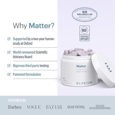 Elysium Matter - 30 Servings - Brain Supplement For Memory And Focus Omega 3 Supplement + Dha - Vitamins To Support Brain Health And Memory