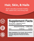 10000 mcg Pure Biotin Pills for Women Men - Stop Hair Loss Thinning Natural Supplement for Shiny Thick Hair Growth - Vegetarian Vitamin Capsules - Get Clear Skin Strong Nails by Natures Craft