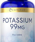 Potassium 99Mg | Plus Iodine | 500 Vegetarian Tablets | Non-Gmo And Gluten Free Supplement | By Carlyle