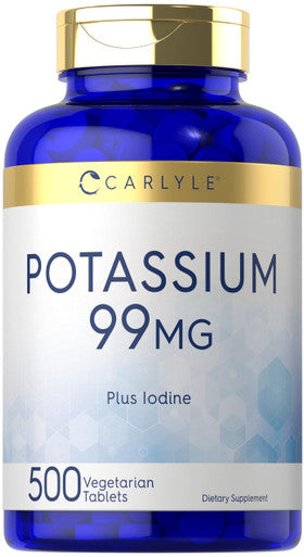 Potassium 99Mg | Plus Iodine | 500 Vegetarian Tablets | Non-Gmo And Gluten Free Supplement | By Carlyle