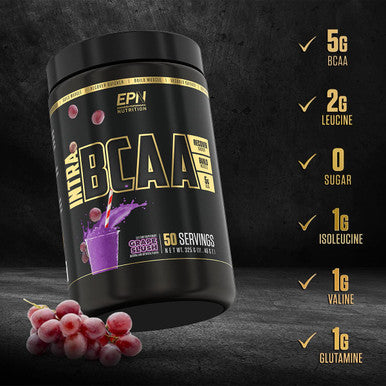 EPN Supplements Intra Bcaa | #1 Rated Bcaa Powder W/ 5G Amino Acids, 0 Sugar | Build Muscle, Recover Quicker (Vegan, Keto Friendly, Gluten Free) 50 Servings - Grape Slush